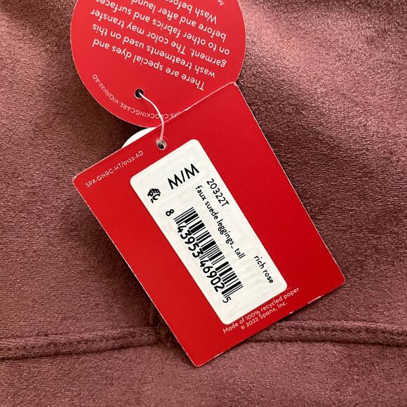 SPANX Faux Suede Leggings Womens Medium Tall Pink Rich Rose Shaping Soft Fall - Picture 5 of 12